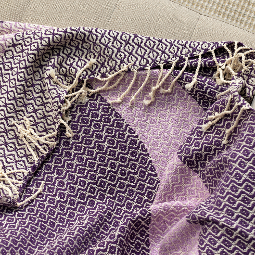 Caria Cotton Throw Blanket, Hand-Loomed