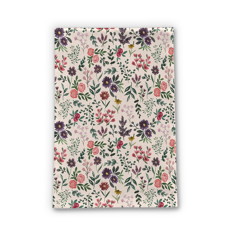 Bright Watercolor Flower Tea Towel