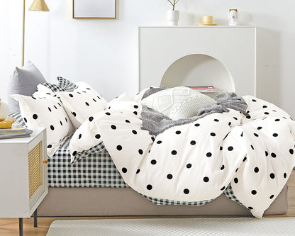 Clark Black and White Polka Dots 100% Cotton Comforter Set