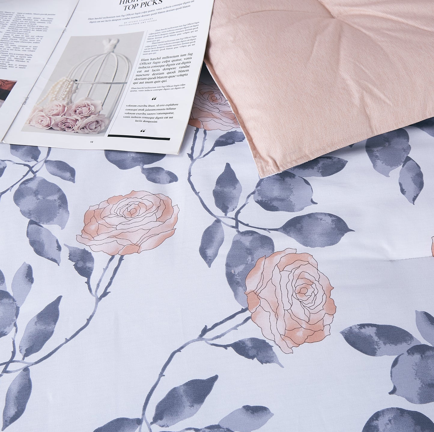 Muna Rose Print 100% Cotton Reversible Comforter Set