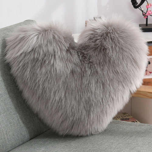 Throw Pillows Heart Shape Plush Shaggy Decorative Pillow