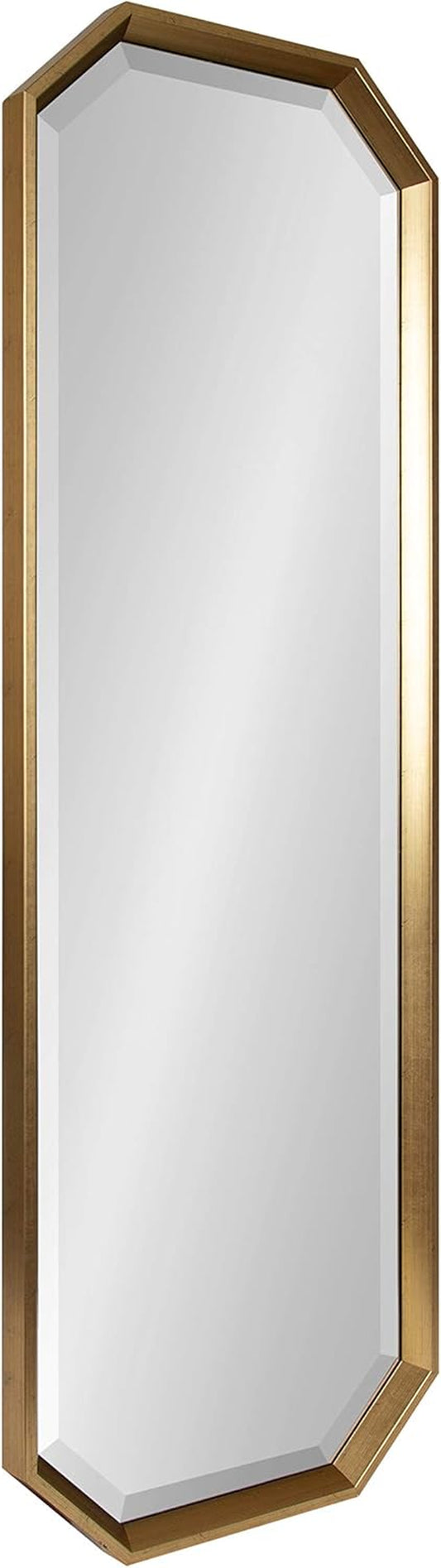 Kate and Laurel Calter Modern Full Length Framed Octagon Wall Mirror, 16 X 48.5, Gold, Decorative Glam Geometric Wall Accent