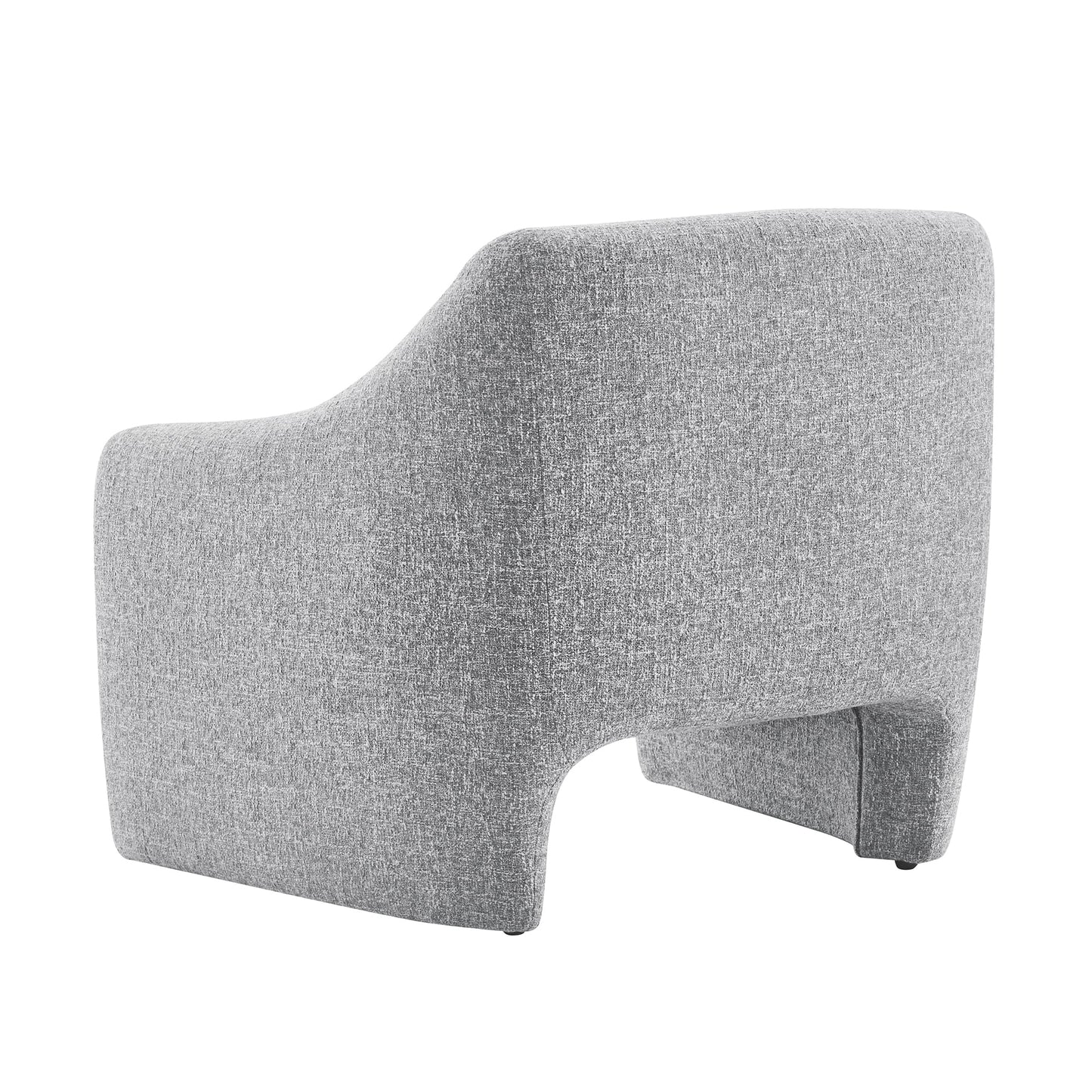 Modern Curved Accent Chair, Upholstered Fabric Armchair, Gray