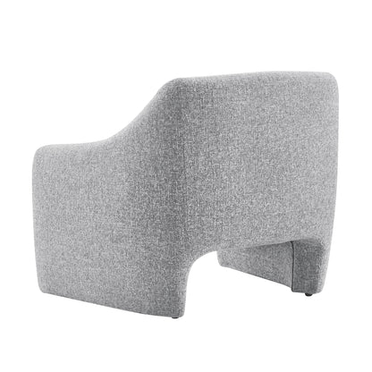 Modern Curved Accent Chair, Upholstered Fabric Armchair, Gray