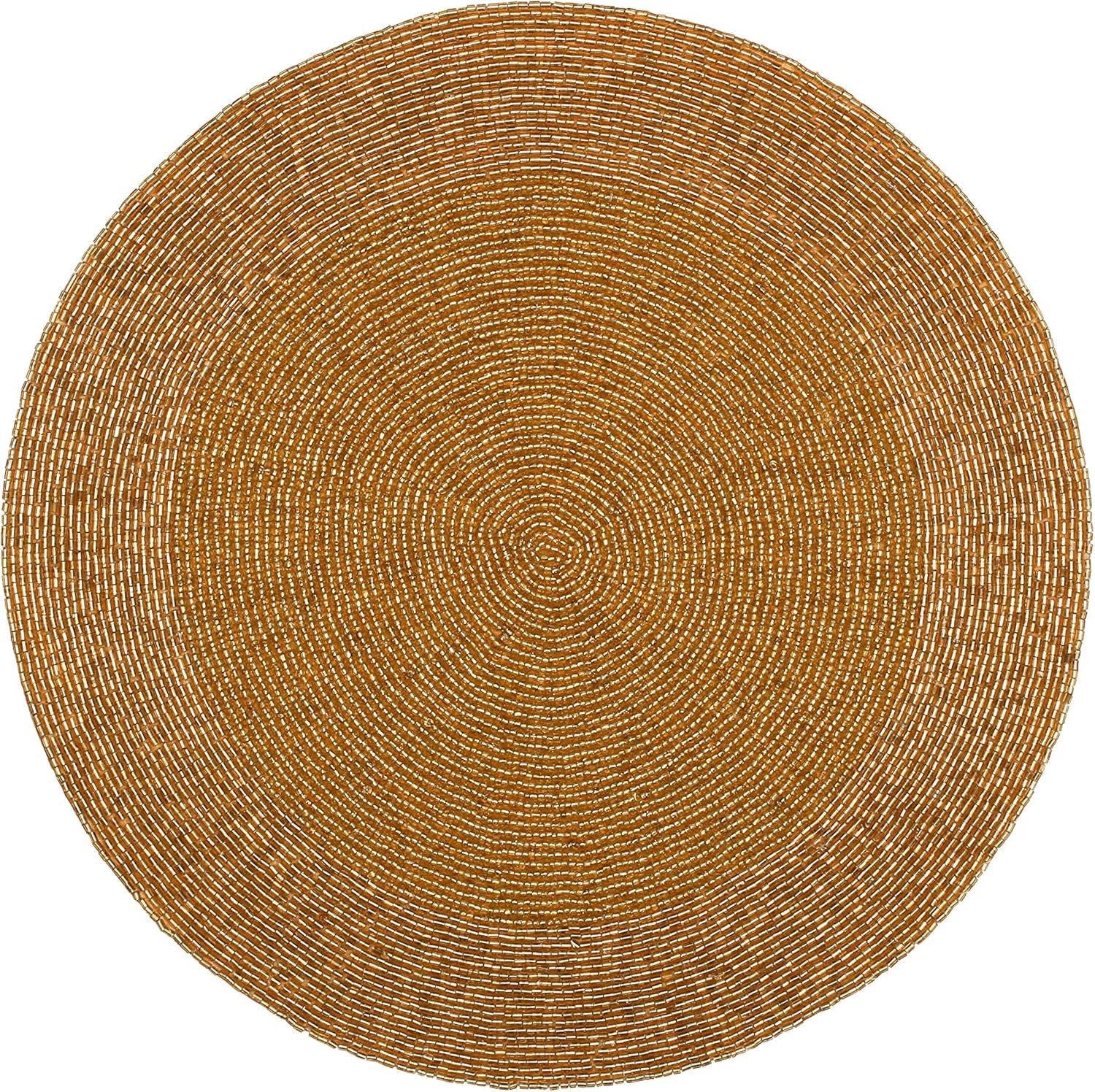 Life by Cotton Farmhouse Beaded Placemats for Dining Table 13 Inch Dia - Gold, Beaded Placemats round for Dining Table, Occasional Decoration and Family Parties Celebrations, Set of 1