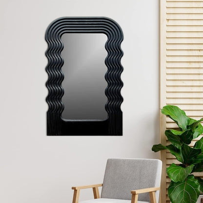 Virgo Black Wooden Framed Decorative Mirror - 36X24 Asymmetric