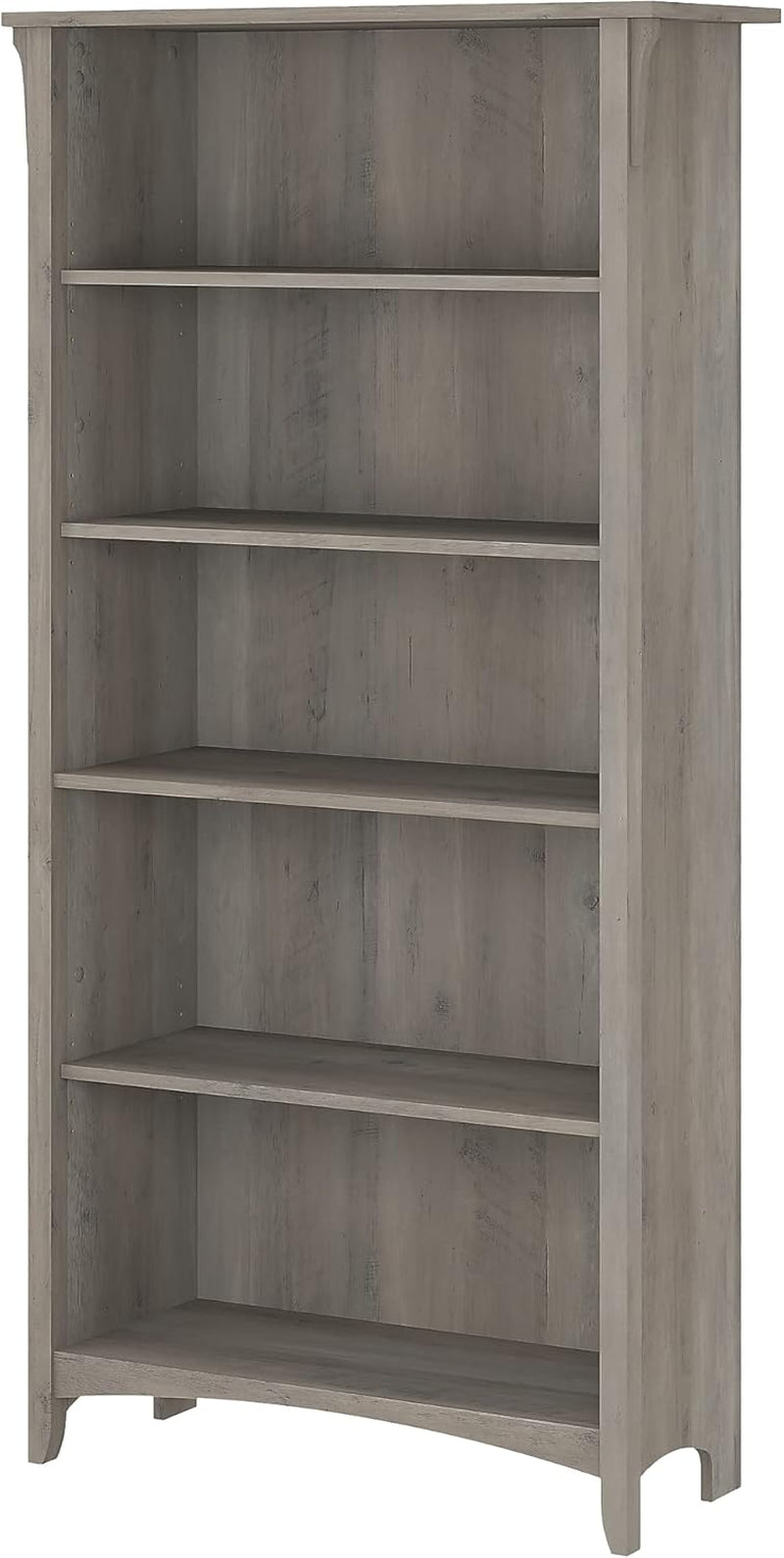 Bush Furniture Salinas 5 Shelf Bookcase in Antique White, Tall Bookshelf, Large Book Shelf for Living Room, Home Office, or Entryway