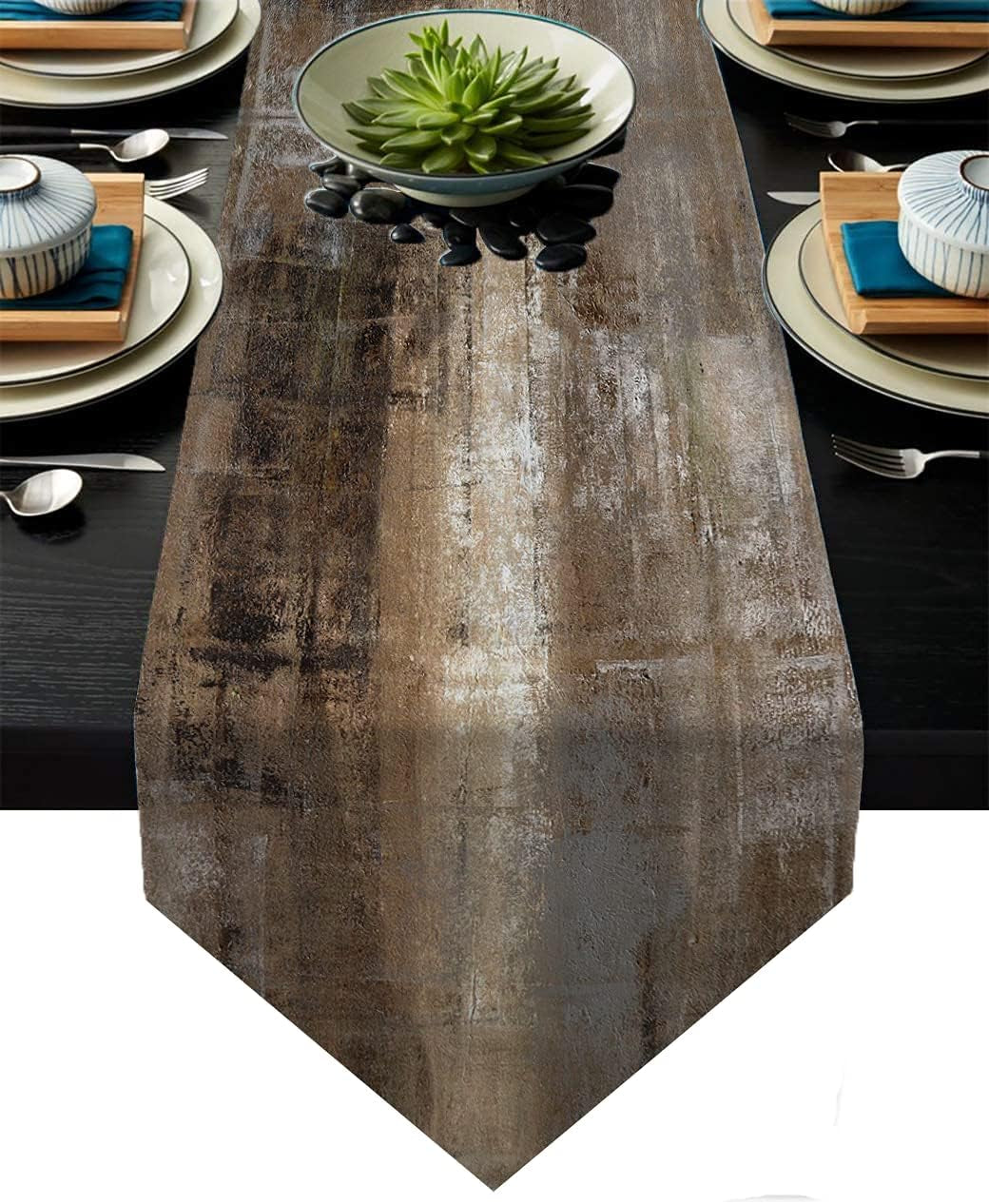 Blue and Grey Table Runner,Abstract Modern Art Burlap Table Runners for Table Dresser Runner Farmhouse Style for Dinner Party Holidays Home Decoration (Blue Grey, 13"X 71")