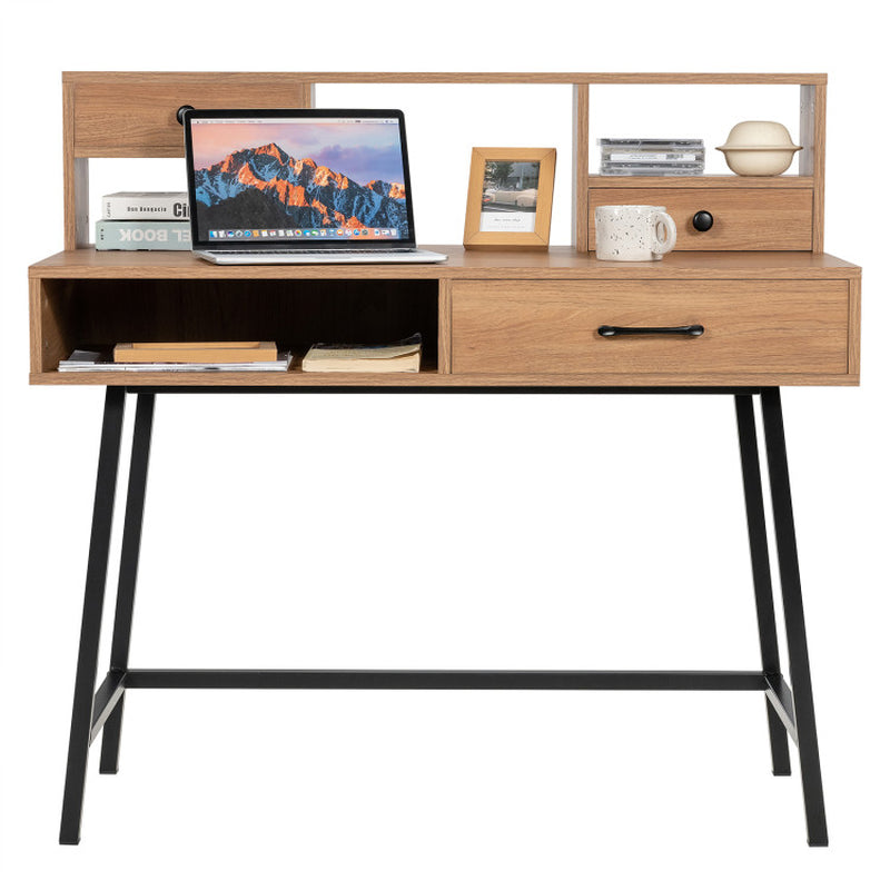 42-Inch Vanity Desk with Tabletop Shelf and 2 Drawers