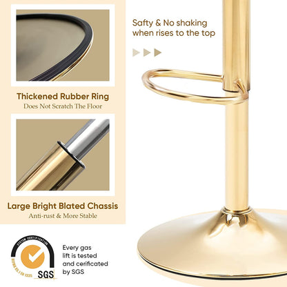 Adjustable Velvet Barstools with Swivel Base, Set of 2