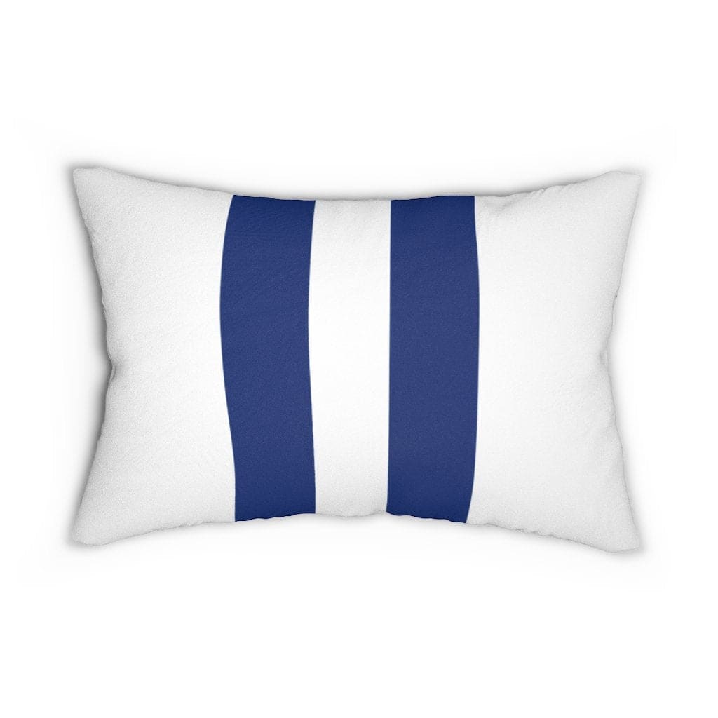 Decorative Lumbar Throw Pillow - Blue and White Large Striped Pattern