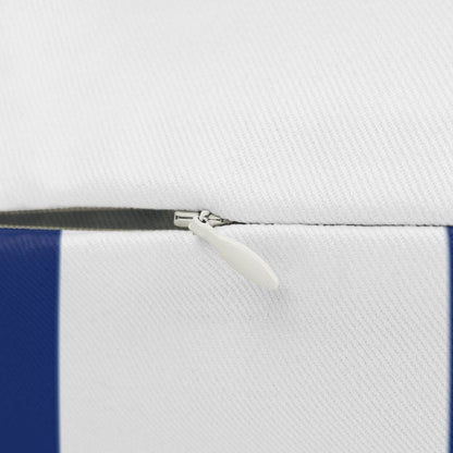 Decorative Lumbar Throw Pillow - Blue and White Large Striped Pattern