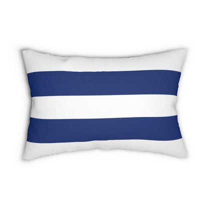 Decorative Lumbar Throw Pillow - Blue and White Large Striped Pattern