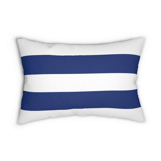 Decorative Lumbar Throw Pillow - Blue and White Large Striped Pattern