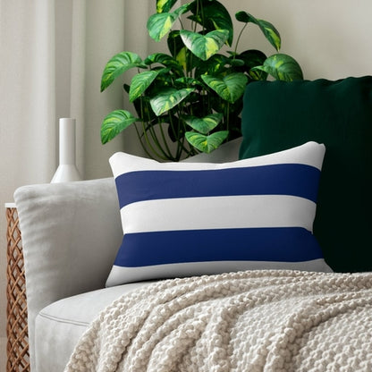 Decorative Lumbar Throw Pillow - Blue and White Large Striped Pattern