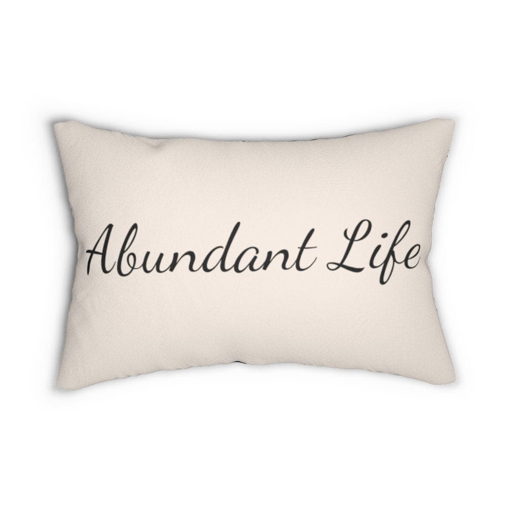 Decorative Lumbar Throw Pillow - Abundant Life - Beige Black