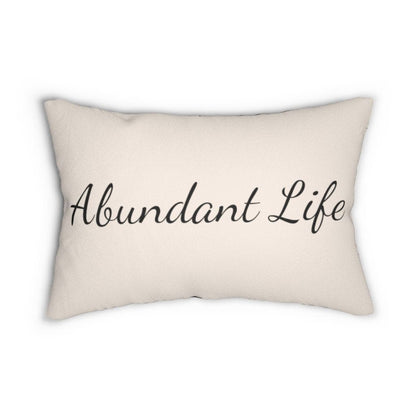 Decorative Lumbar Throw Pillow - Abundant Life - Beige Black