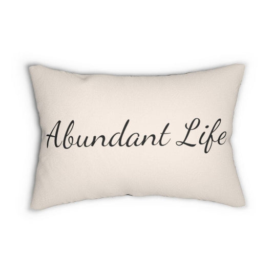 Decorative Lumbar Throw Pillow - Abundant Life - Beige Black