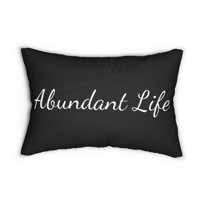 Decorative Lumbar Throw Pillow - Abundant Life - Beige Black