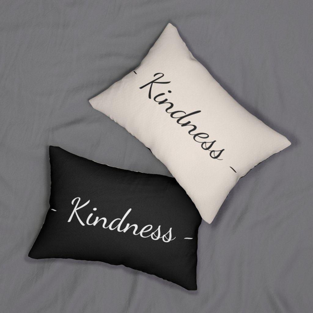 Decorative Lumbar Throw Pillow - Kindness - Beige Black