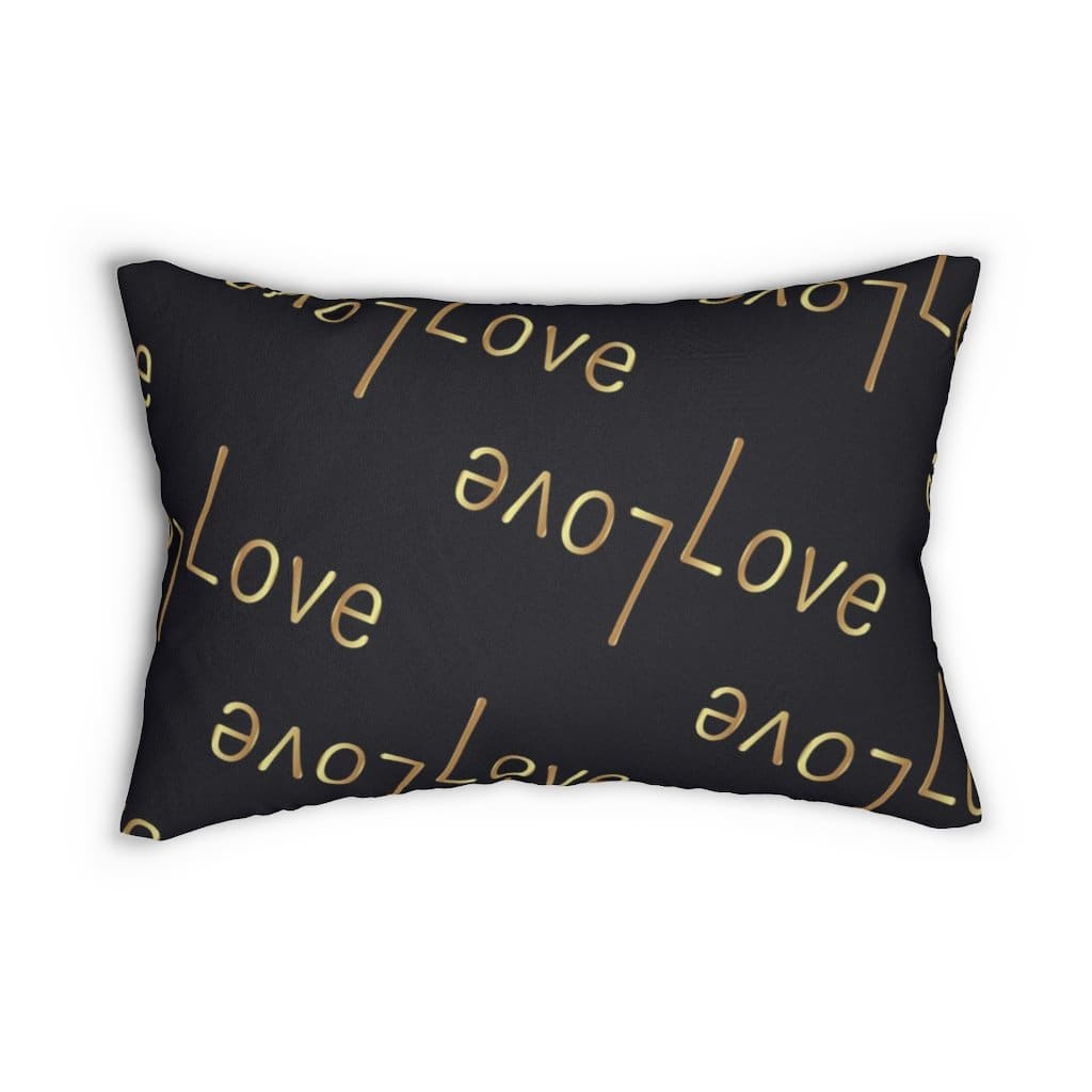 Decorative Lumbar Throw Pillow - Love Love - Black/beige