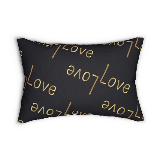Decorative Lumbar Throw Pillow - Love Love - Black/beige