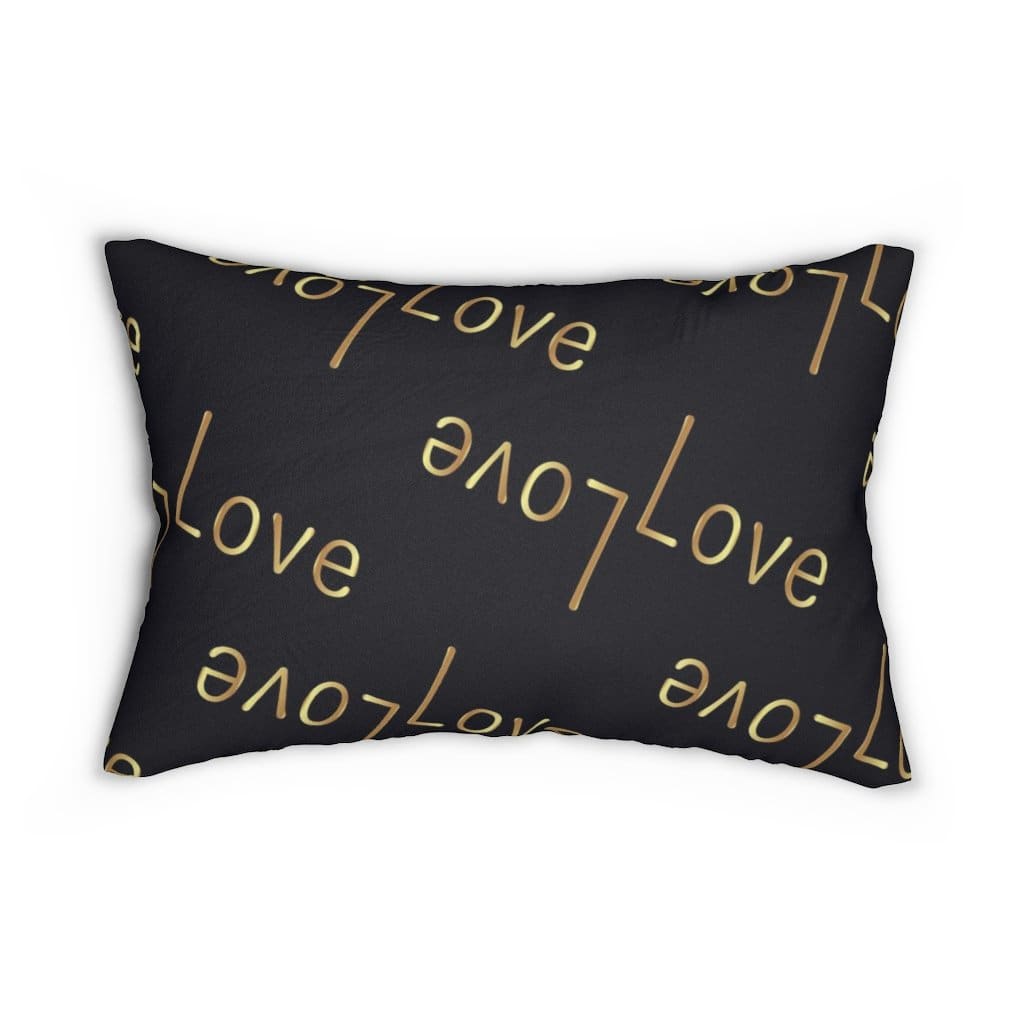 Decorative Lumbar Throw Pillow - Love Love - Black/beige