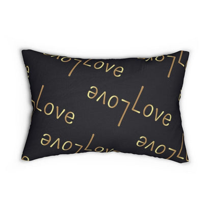 Decorative Lumbar Throw Pillow - Love Love - Black/beige