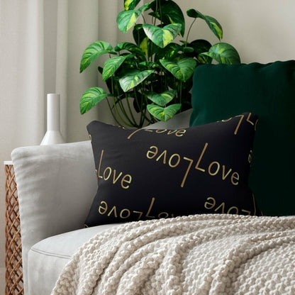 Decorative Lumbar Throw Pillow - Love Love - Black/beige