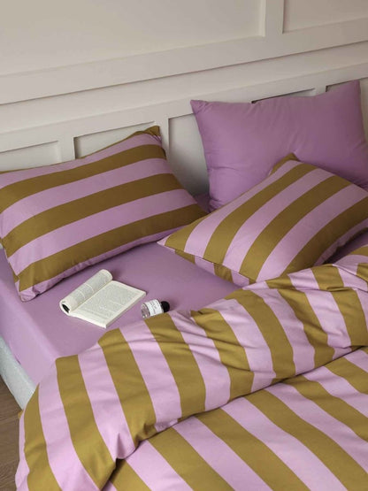 Dopamine Stripe Duvet Cover Set With Pillowcases & Fitted Sheet