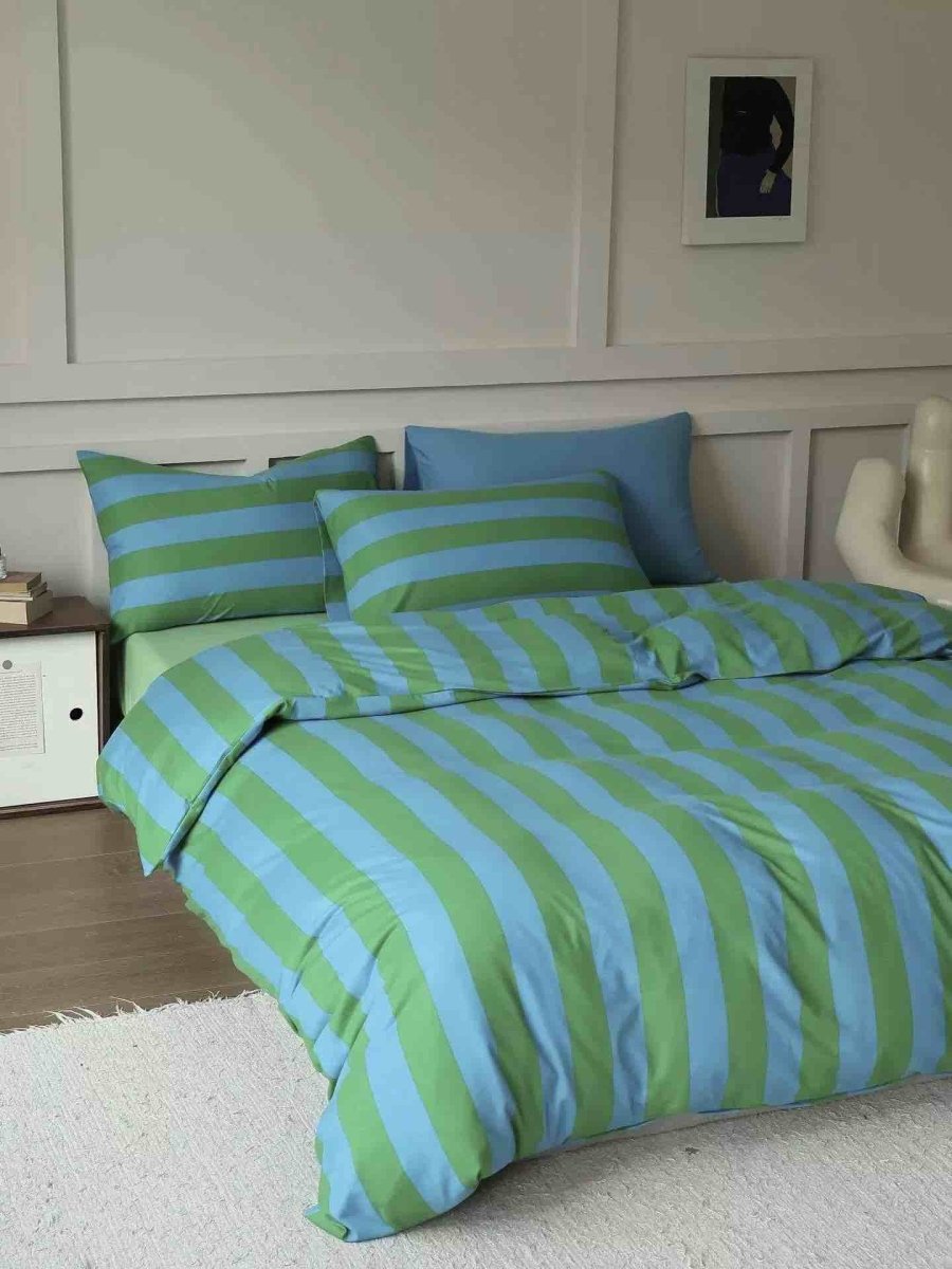 Dopamine Stripe Duvet Cover Set With Pillowcases & Fitted Sheet