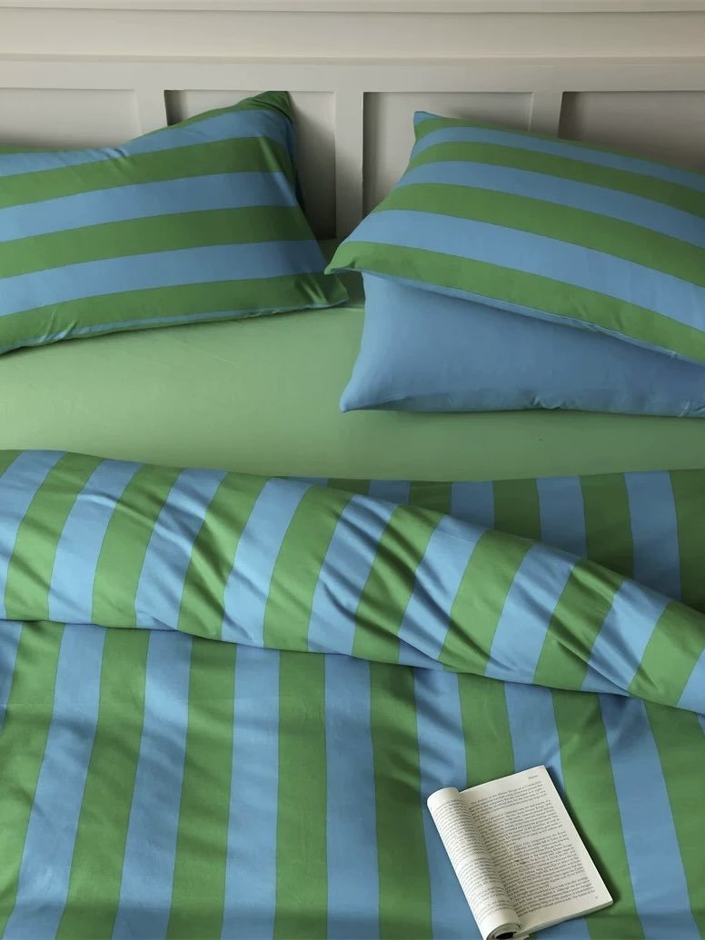 Dopamine Stripe Duvet Cover Set With Pillowcases & Fitted Sheet