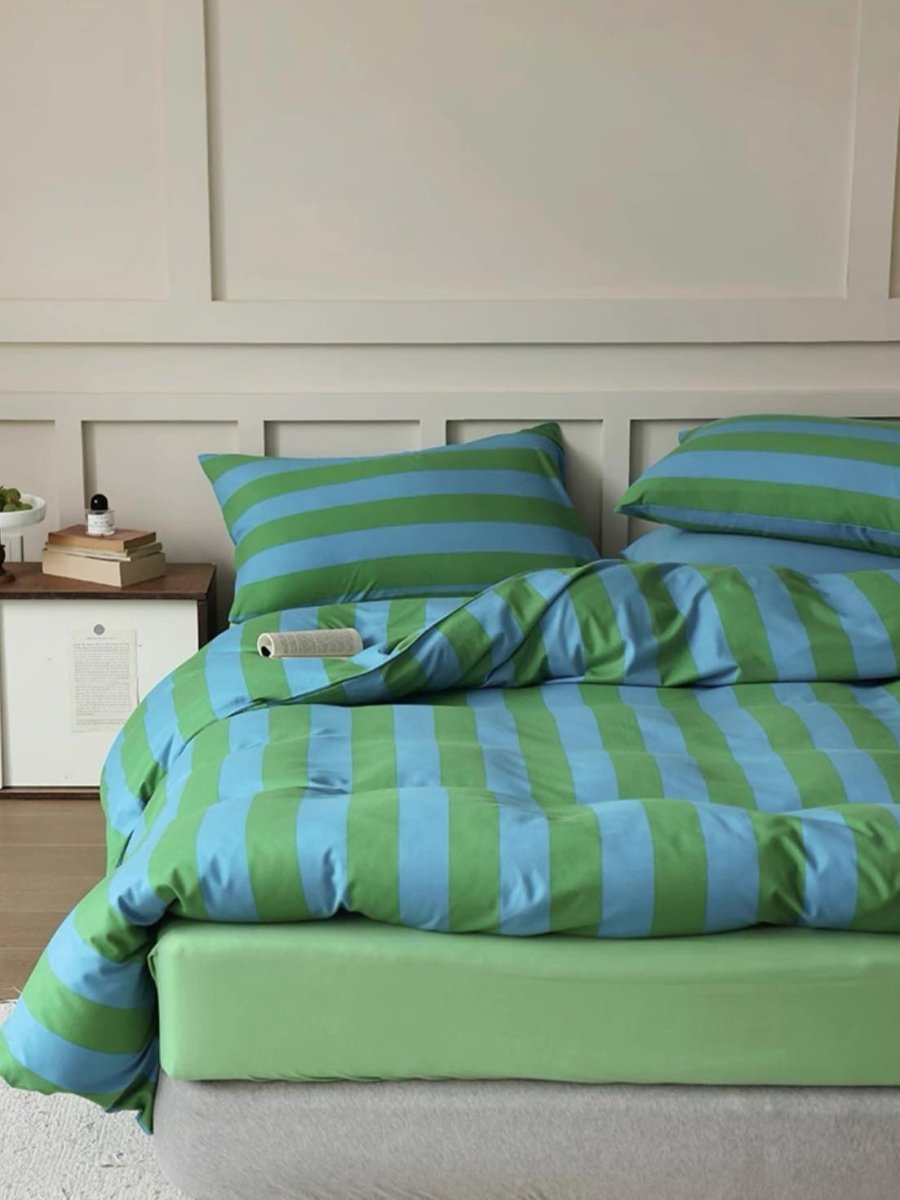 Dopamine Stripe Duvet Cover Set With Pillowcases & Fitted Sheet