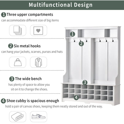 ON-TREND Modern Style Multiple Functions Hallway Coat Rack with Metal