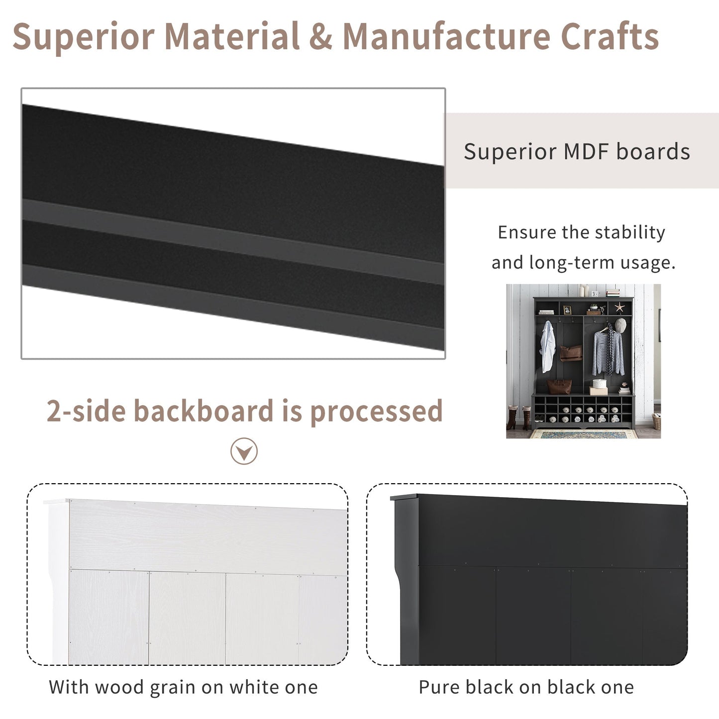 ON-TREND Modern Style Multiple Functions Hallway Coat Rack with Metal