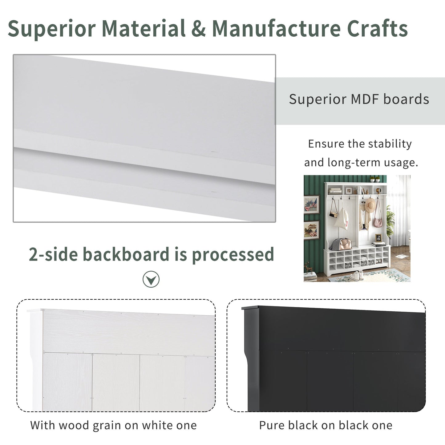 ON-TREND Modern Style Multiple Functions Hallway Coat Rack with Metal