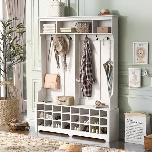 ON-TREND Modern Style Multiple Functions Hallway Coat Rack with Metal