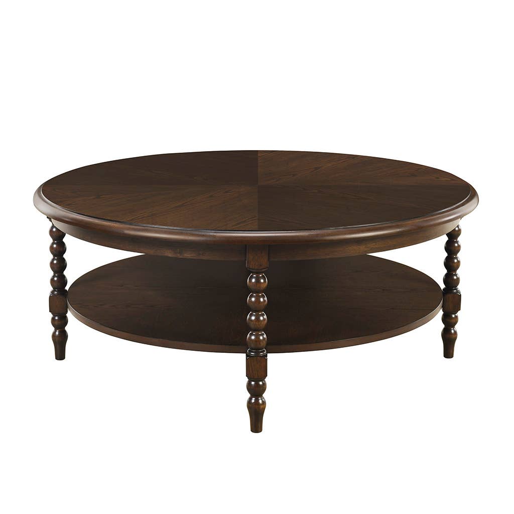 Round Coffee Table with Shelf, Brown*