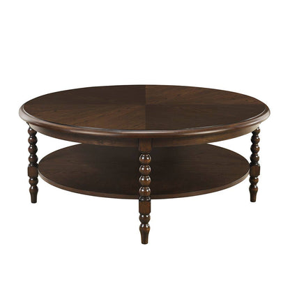 Round Coffee Table with Shelf, Brown*