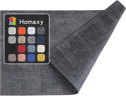 Homaxy Faux Leather Heat Resistant Placemats for Dining Table Set of 6, Waterproof Wipeable Washable PU Table Mats, Easy to Clean Anti-Slip Place Mats, 11.8" X 17", Beige