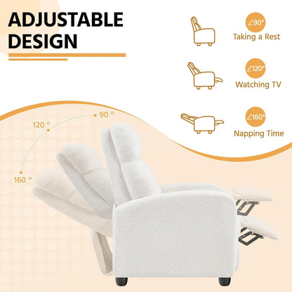 Boucle Recliner Chair Single Sofa Home Theater Seating Adjustable