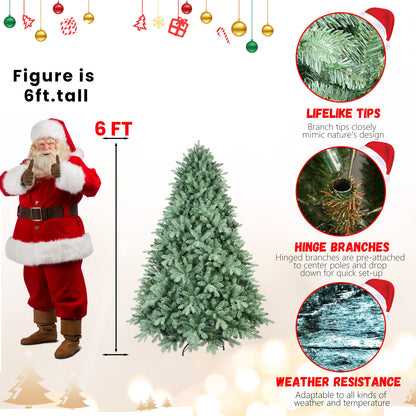 6FT Blue-Green Tint Christmas Tree with 1878 PE+PVC Tips – Unique