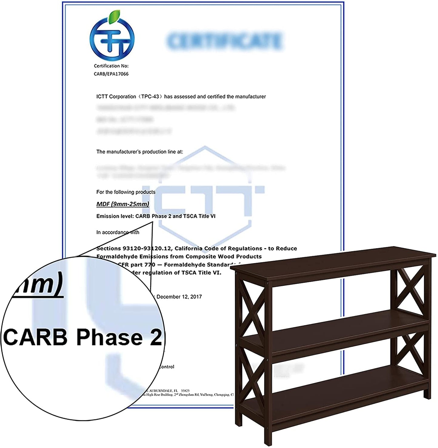 3-Tier Espresso Console Table with Storage Shelves