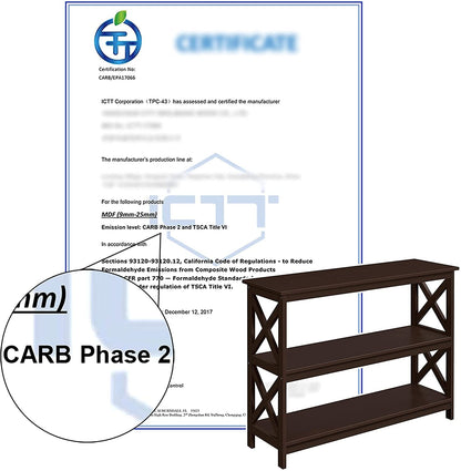 3-Tier Espresso Console Table with Storage Shelves