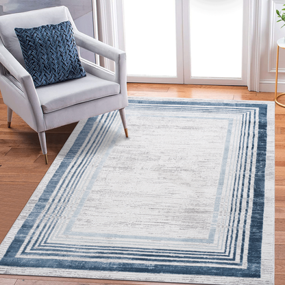 MARFI Collection 6X9 Blue / Ivory / Bordered Area Rug