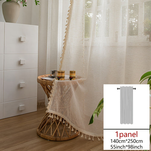 Natural Wood Bohemian Lace Curtain  Light and Privacy