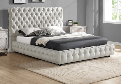 1pc Contemporary Upholstered Bed Tufted Headboard and Footboard Bedroom Furniture