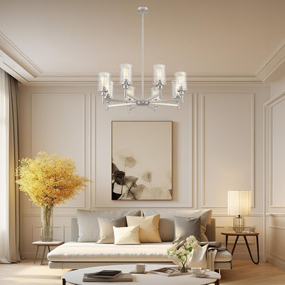 Brushed Nickel Chandeliers for Dining Room Light Fixture over Table, 8