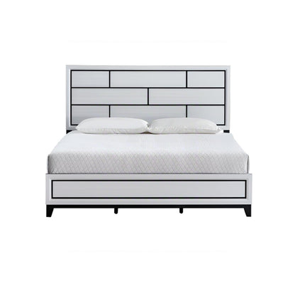 Glasgow G04390A-QB Queen Bed with Wood-Grain Texture and Bold Accents, White