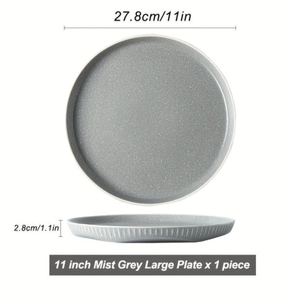 Elegant Mist Gray Porcelain Dinner Plate Dishwasher  Microwave Safe